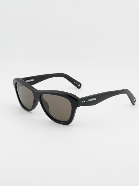 Jacquemus PALMIER JAC/59 C1 Sunglasses Shiny Black Cat Eye Frame, Grey Lenses main image 11